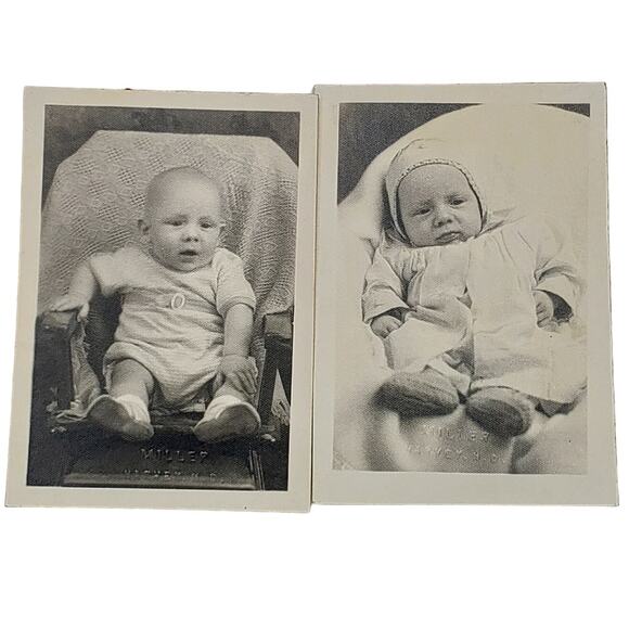 Vtg Baby Photos Original Monochrome Photography Found Portrait Snapshot Lot of 2 - Picture 1 of 4